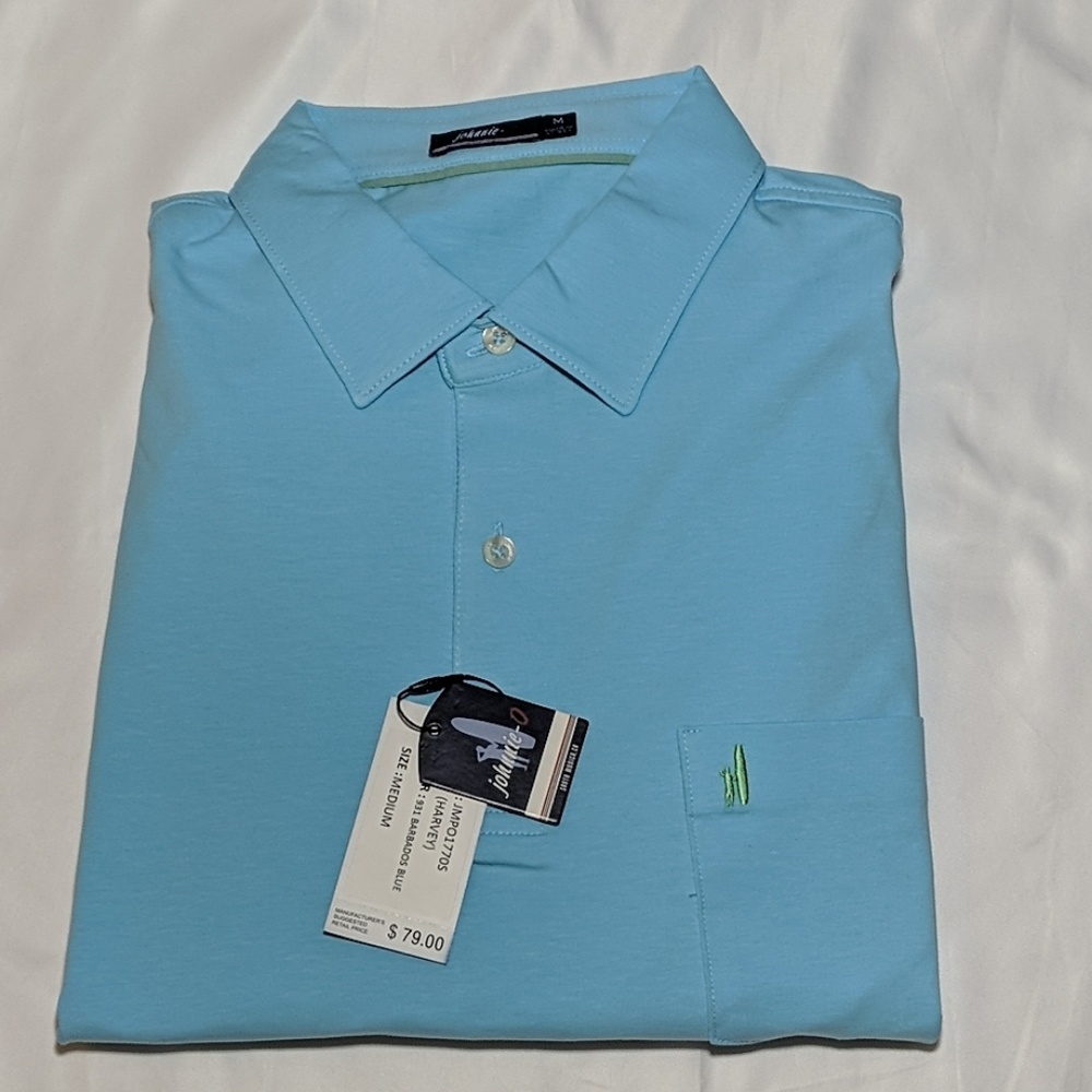 johnnie-O Light Blue Harvey Cotton Athletic Polo